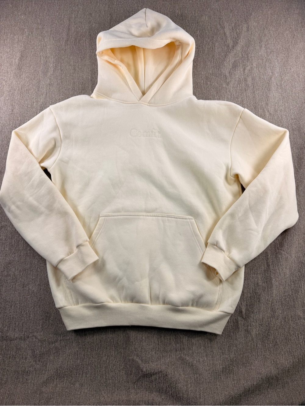 COMFRT Light Yellow Oversized Hoodie Sz Small Premium heavyweight sweatshirt